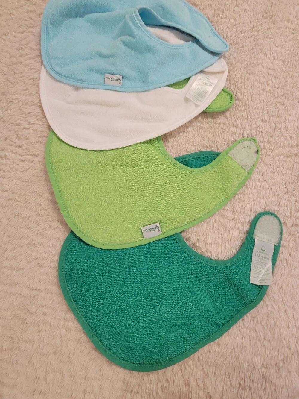 iPlay Green sprouts 100% cotton teething bibs 6m